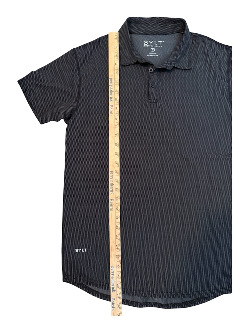 BYLT Basics Black Micro-Pattern Polo sz M - Picture 5 of 10